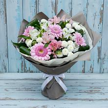 Букет цветов из:  Герберы, Альстромерии и Хризантемы в Чусовом