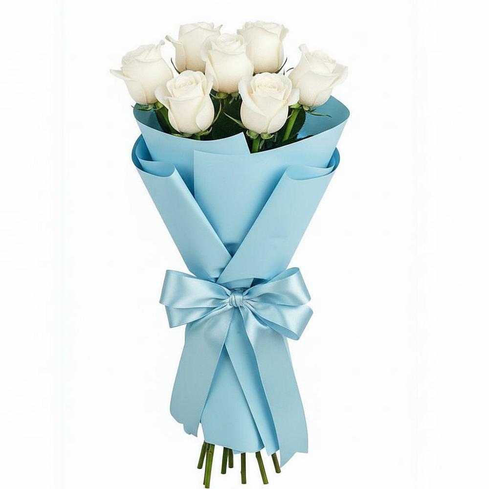Букет 7 белых роз Проуд в Чусовом