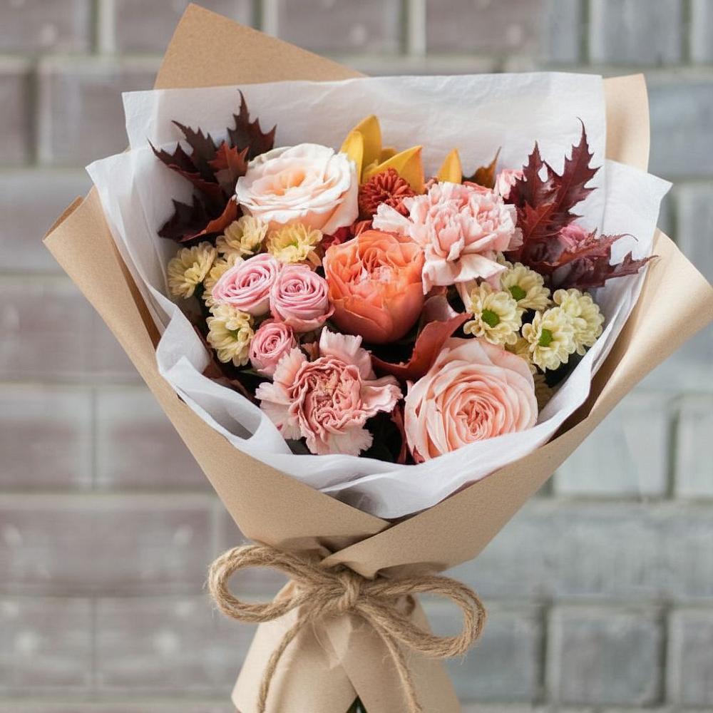 Букет цветов из: Гвоздики, Хризантемы и Розы в Чусовом