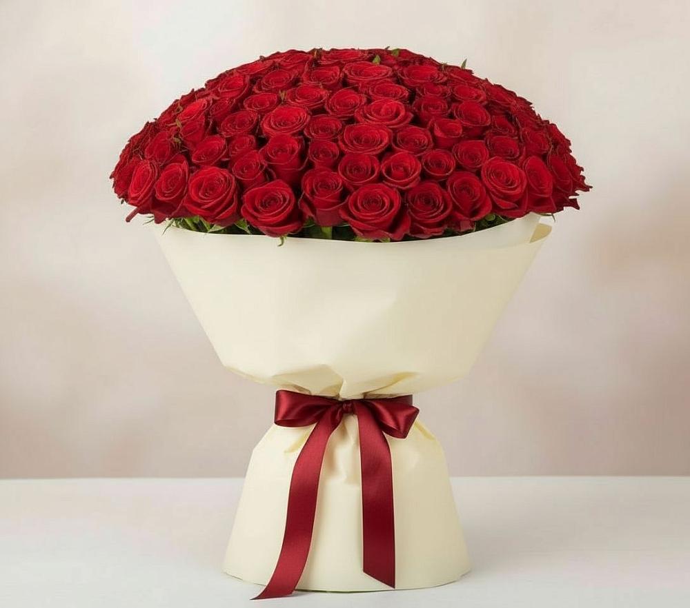 Букет 101 Красная роза Милано в Чусовом