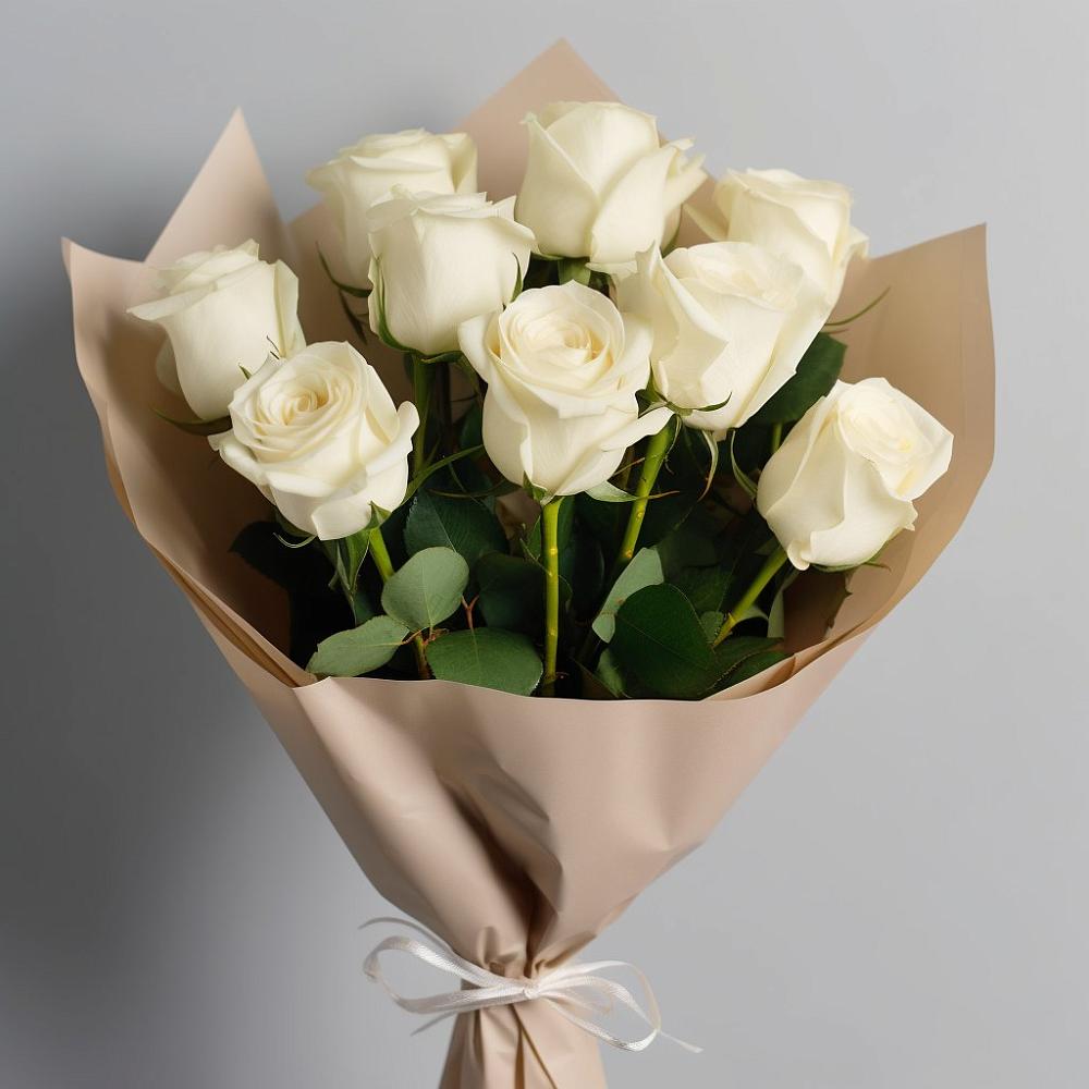 Букет 9 Белых роз Эдлесс Лав в Чусовом