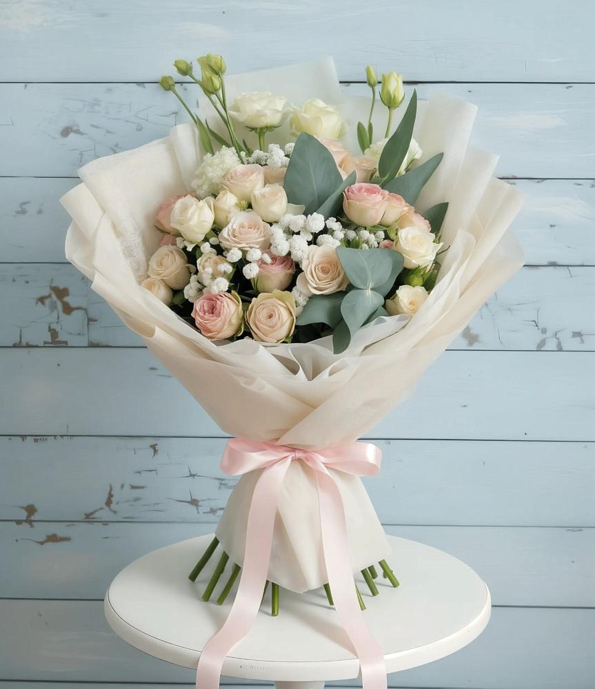 Букет цветов из: Розы и Лизиантусы в Чусовом