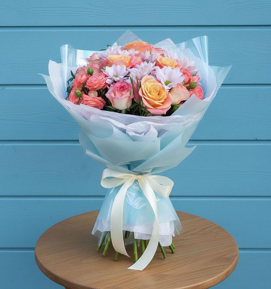 Букет цветов из: Хризантемы и Розы в Чусовом