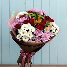 Букет цветов из:  Розы, Хризантемы и Альстромерии #REPLACE_PRED# Чусовом