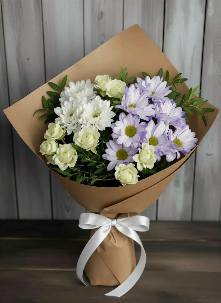 Букет цветов из: Хризантемы и Розы в Чусовом