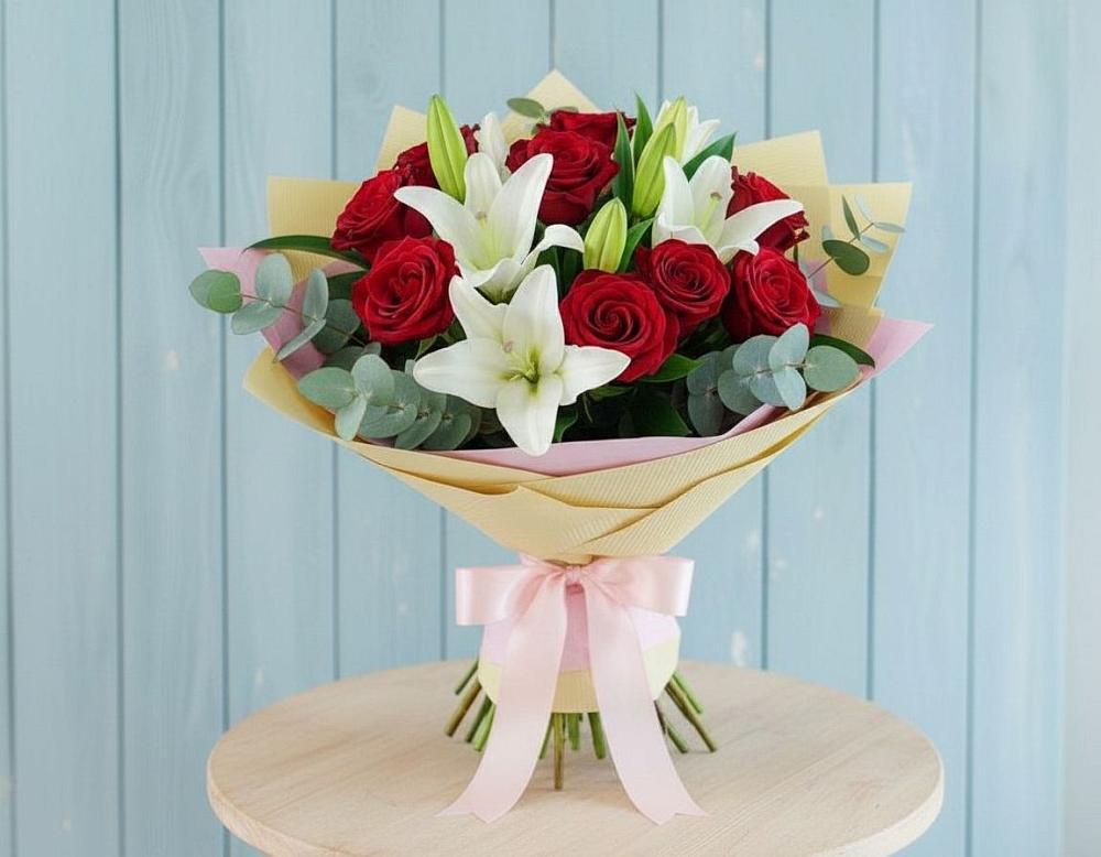 Букет цветов из: Лилии и Розы в Чусовом